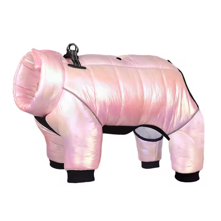 Chaqueta de plumón para perro, ropa impermeable para perros pequeños, mono con cuello incorporado, abrigo reflectante para perros - 1