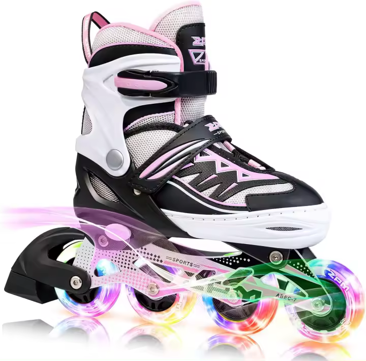 Iluminación Patines en línea para niños y adolescentes con luz completa hasta LED en las ruedas, diversión intermitente para niños y niñas - 1