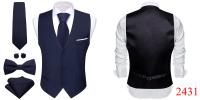Chaleco de diseñador para hombre, chaleco de satén de seda Lisa verde oscuro, pajarita, pañuelo, traje Formal de boda para hombre, chaqueta sin mangas Barry Wang - details 65