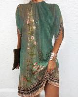 Nuevo Vestido holgado de cuello redondo con manga de murciélago a la moda para mujer - details 1