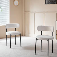 Un juego de 4 sillas de comedor de estilo nórdico, sillas de comedor modernas de terciopelo Teddy, patas de metal para cocina/sala de estar - details 3