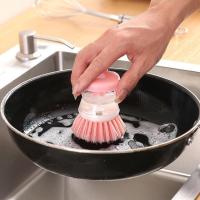 Plato para olla de lavado de cocina con relleno de líquido al presionar no daña la sartén, dispensador automático de cepillo de limpieza - details 13