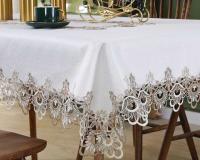 Battilo Ence mesa de comedor rectangular floral blanco bordado mantel impermeable, boda, fiesta, hogar - details 28