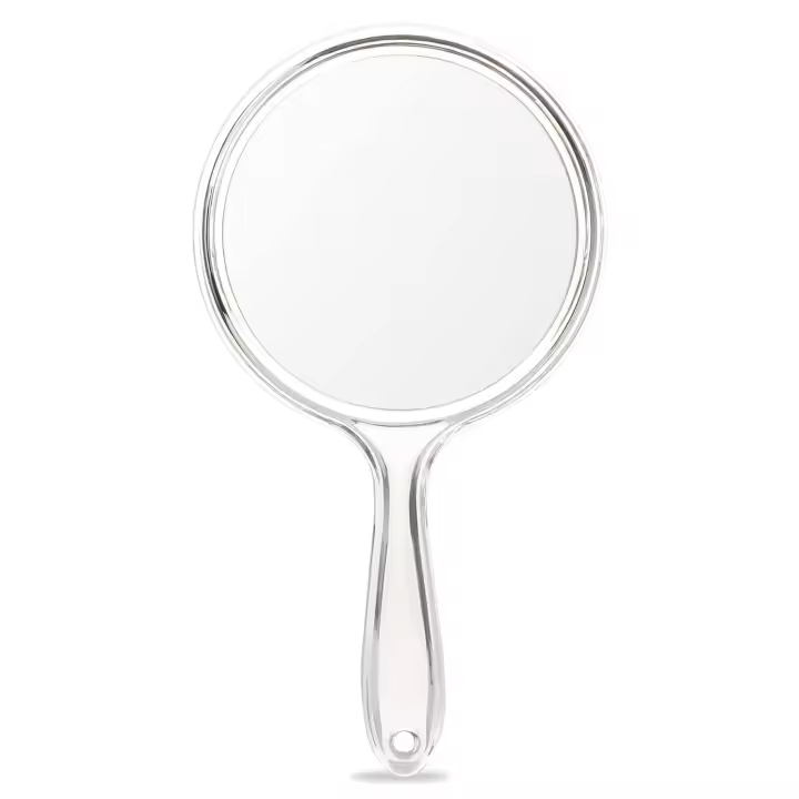 Espejo de mano de doble cara con mango, espejo mirrarificador de mano, paquete de 1 (transparente) - 1