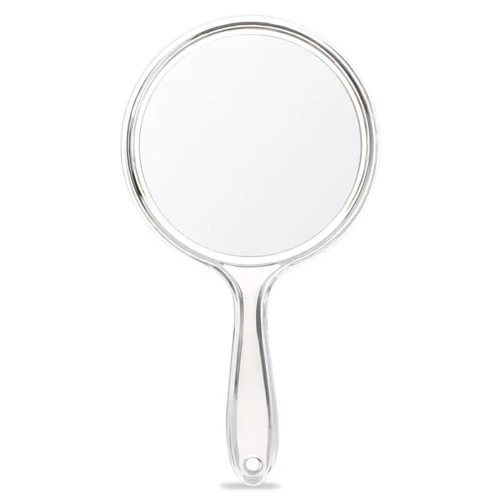 Espejo de mano de doble cara, espejo de aumento de mano con mango, paquete de 1 (transparente) - 1