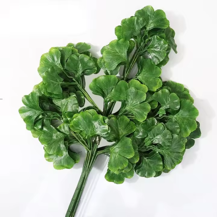 Hojas falsas de Ginkgo Biloba para decoración del hogar, flor de seda simulada, Color verde, 10 estilos, alta calidad - 1