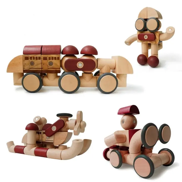 Set de bloques magnéticos para juegos cerebrales preescolares de 24/42 piezas Juguetes educativos para niños Bloques de madera magnéticos Regalo de Navidad 2024 ﻿ - 1