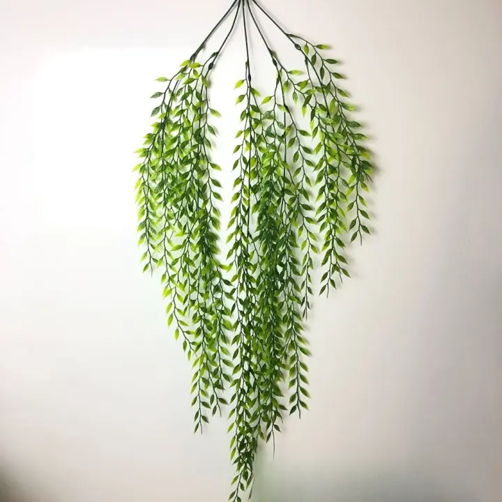 Simulación de rama de sauce de mimbre, sauce llorón falso, planta verde de plástico, planta de hoja de sauce, flor falsa de ratán, colgante de pared, colgante de pared decorativo - 1