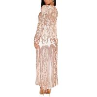Maxi Abrigo de Séquin Elegante Blusa de Fiesta Abierta Vintage para Mujeres Moda de Cálida - details 14