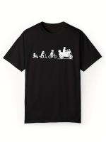 Camiseta Casual de Algodón para Hombres Manga Corta, Cuello Redondo, Impresión Única de Evolución Humana Lavable, Estilo Hip-Hop para Actividades al Aire Libre de Verano - details 1