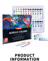 Set de pintura acrílica en tubos (12 ml) - 12/24 colores para artistas y niños - details 0
