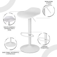 Juego de 2 taburetes de bar giratorios con altura ajustable, fondo antiarañazos y reposapiés, para cocina, restaurante y bar, ligero y fácil de montar, 41x40x64-86 cm, 2 unidades, blanco - details 4