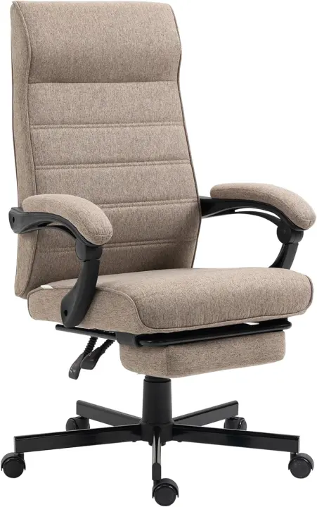 Silla de Escritorio Silla de Oficina Reclinable Giratoria con Altura Ajustable Reposapiés Retráctil y Reposabrazos Silla para Estudio Carga 120 kg Gris - 1