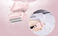 Afeitadora eléctrica 2 en 1 para mujer, recortadora de bikini de doble cabezal para mujer, maquinilla de afeitar eléctrica recargable para bikini, axila, pierna, brazo, cuerpo, cara, área privada, uso húmedo y seco, recortadora de vello corporal - details 2