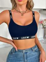 EasyFave Sujetador de punto con forma de corazón y letras para mujer - details 34