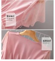 Camisón sexy con cuello en V para mujer, ropa de dormir de encaje de manga larga, lencería larga e íntima para verano y primavera - details 8