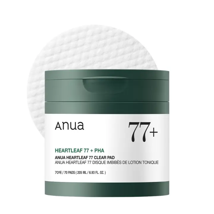 ANUA 77 Toner Pad, almohadillas faciales exfoliantes suaves, poros hidratantes de vidrio para pieles sensibles, extracto de Heartleaf, PHA, Centella, no - 1