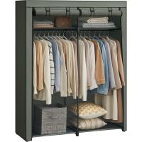 Armario de Tela Portátil Barras para Colgar, Perchero, Plegable, Guardarropa para Dormitorio, Estudio 140 x 43 x 174 cm, Gris RYG02GY - details 25