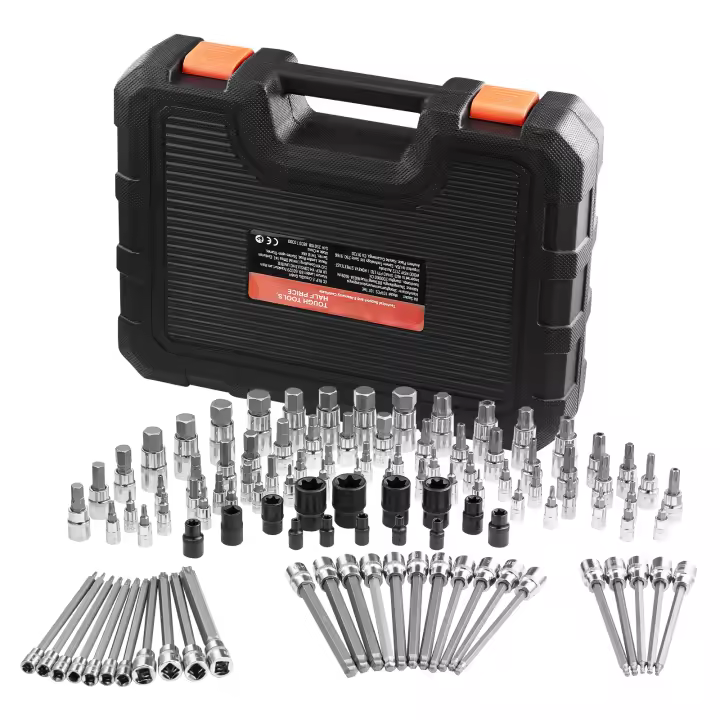 SucceBuy Juego de 107 piezas de dados hexagonales, Torx, E-Torx, a prueba de manipulaciones y puntas largas - 1