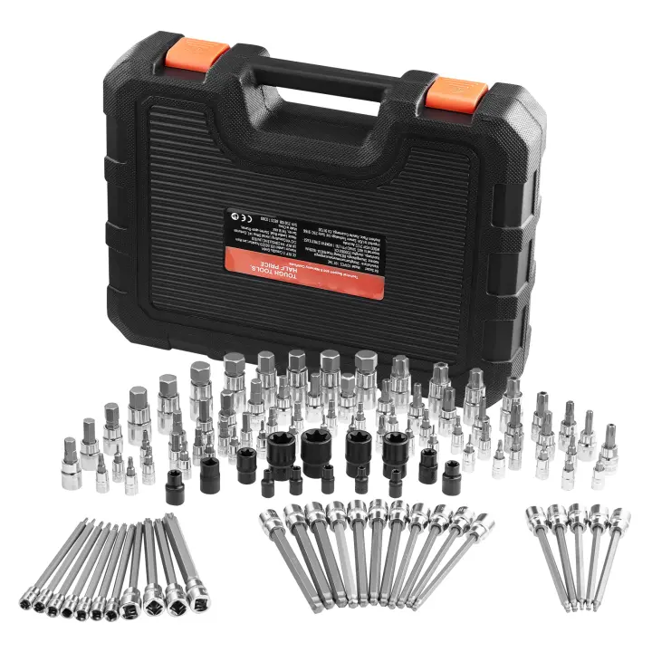 SucceBuy Juego de 107 piezas de dados hexagonales, Torx, E-Torx, a prueba de manipulaciones y puntas largas - 1
