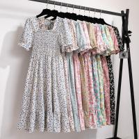Summer new high-end retro design temperament waist floral dress women - details 1