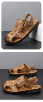 La primera capa de sandalias con cabeza de bolso de piel de vaca, nuevos zapatos de playa de verano de cuero genuino para hombres, suelas suaves, suelas de tendón de res y zapatillas geniales del padre para dos. - details 14