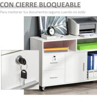Mueble de Oficina Archivador con Ruedas Almacenamiento de Gran Capacidad 100x35x65 cm Blanco - details 4