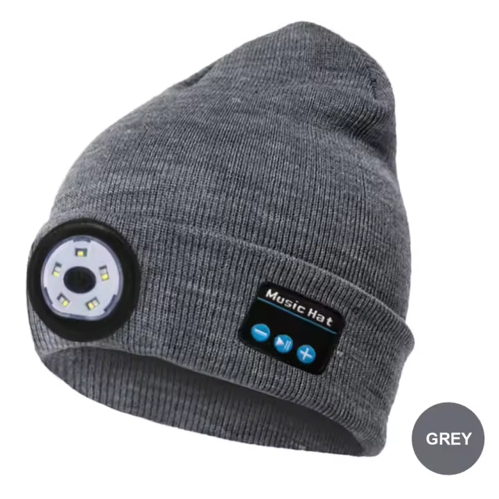 Gorro de música Compatible con Bluetooth V5.0 para hombres y mujeres gorro recargable con 3 modos de luz LED tejido de punto cálido regalo de Navidad de invierno - 1