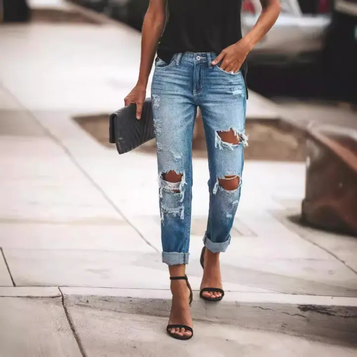 Suministro de jeans ajustados retro de moda para mujer - 1