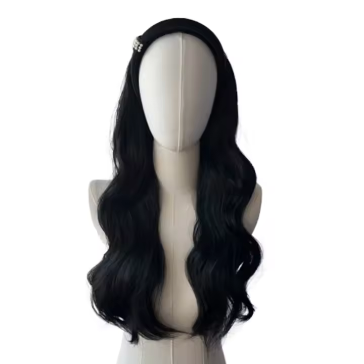 Pelucas de diadema sintéticas de estilo coreano, postizos de aro para el cabello, peluca de media diadema, Clip sintético en pelo largo y rizado ondulado para fiesta - 1
