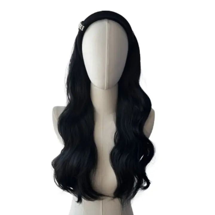 Pelucas de diadema sintéticas de estilo coreano, postizos de aro para el cabello, peluca de media diadema, Clip sintético en pelo largo y rizado ondulado para fiesta - 1