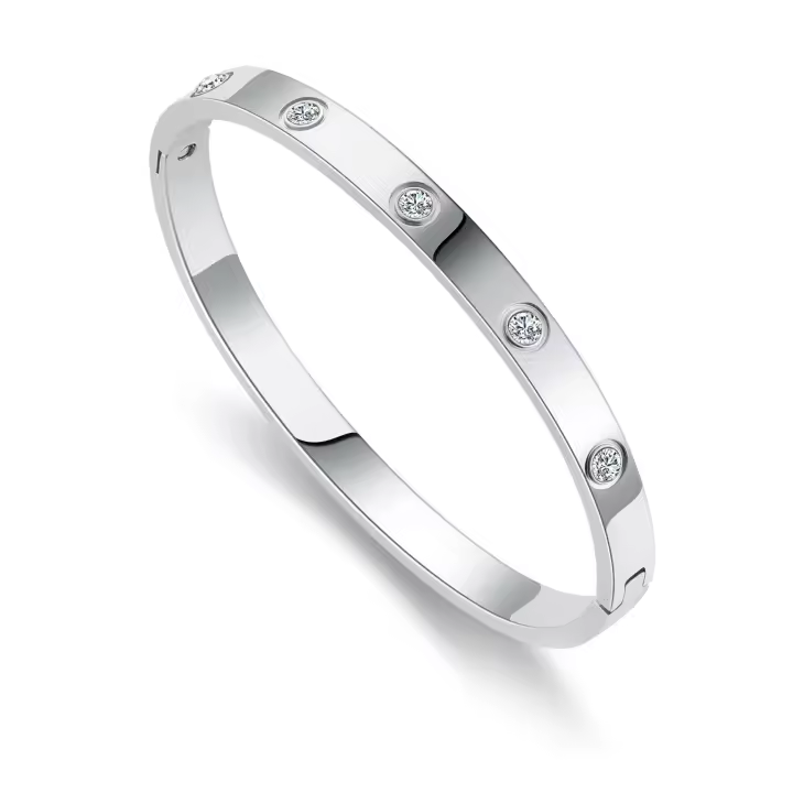 Pulseras de oro para mujer Amistad Amor Brazalete Pulseras Cubic Zirconia Pulsera de acero inoxidable Joyería San Valentín Cumpleaños Regalos de Navidad para mujeres Stuffers de medias - 1