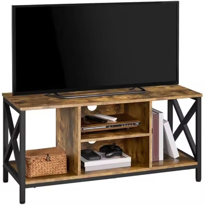 Mueble TV Salón Marca Industrial Madera 45 Pulgadas Diseño de Mesa Negro - 1