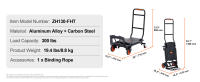 SucceBuy Camión de mano de aluminio, carrito utilitario plegable de alta resistencia, plataforma rodante industrial con ruedas de goma - details 7
