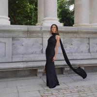 BUNO-Vestido de fiesta con cinta de raso y cuello Halter para mujer, vestidos elegantes sin espalda y con hombros descubiertos, batas lisas para primavera 2025 - details 15