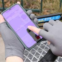 Protección solar para ciclismo al aire libre, guantes de nailon de Color sólido para hombre, guantes antideslizantes con dos dedos para pantalla táctil - details 1
