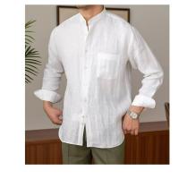 Camisa de Lino para Hombre Verano 2025 Cuello Henley Elegante Manga Larga Transpirable - details 22