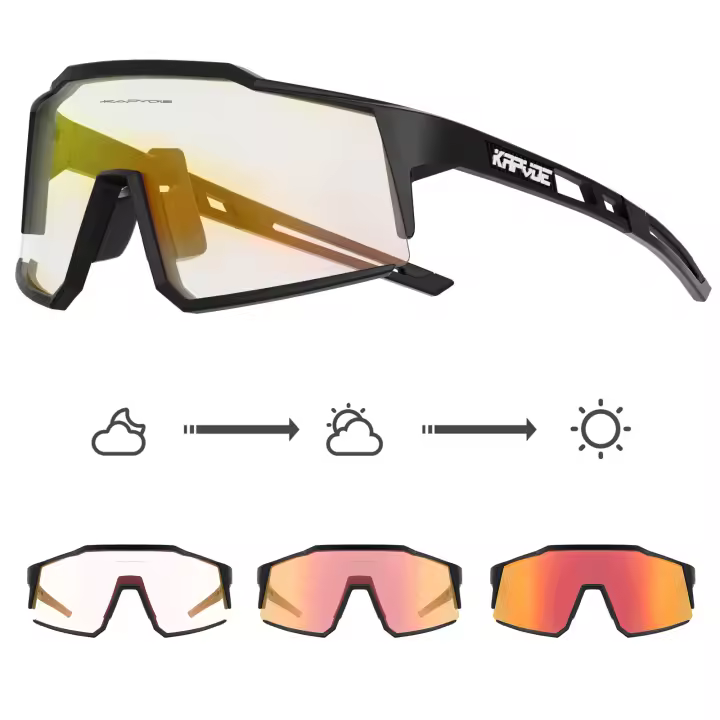 Kapvoe-gafas de sol fotocromáticas rojas para ciclismo, lentes deportivas para bicicleta de montaña - 1
