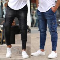 Jeans Skinny Ruptured Moda Callejera Para Hombres Con Multiple Bolsillos Largos Cargadores Elásticos Suaves De Denim Slim Fit Pantalones De Verano Y Otoño - details 2