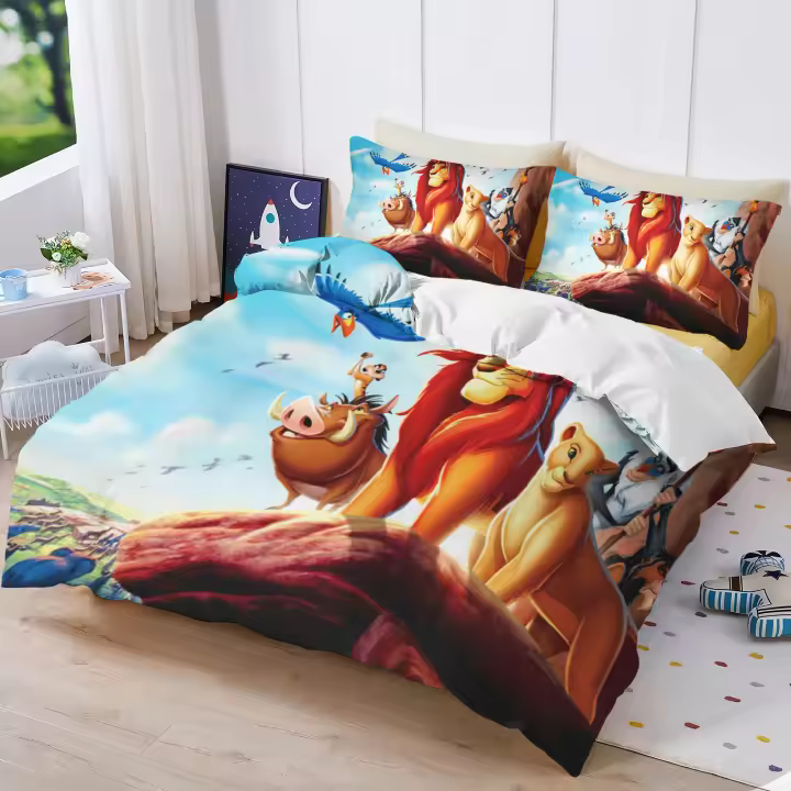 Juego de Cama de Lujo de León Rey Cubierta de Edredón de Dibujos Animados Lindos - 1