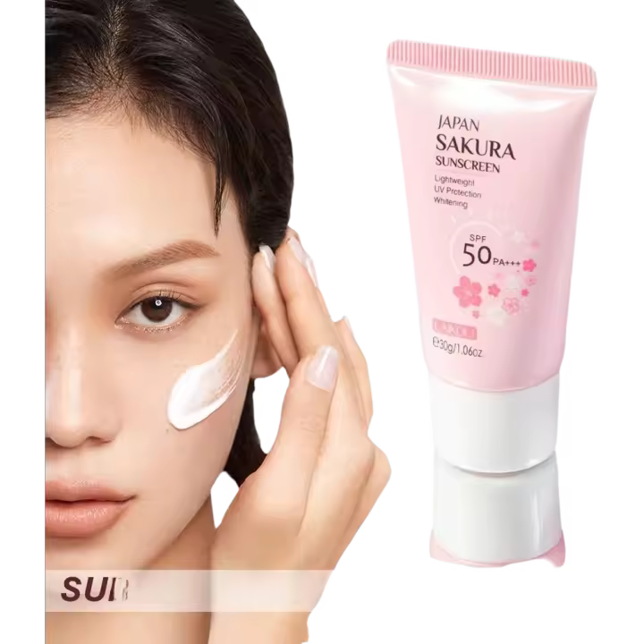 Crema Solar Sakura SPF 50 PA+++ Bloqueador Solar Duradero para Cara, Cuerpo, Cuello - 1