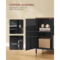 Aparador con Puertas Dobles, Cierre Magnético, Estantes Ajustables, Marco de Acero, Marrón Rústico y Negro Mate LSC204B01 - details 2