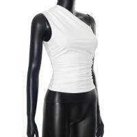 Camiseta sin mangas con espalda descubierta y un solo hombro, color caramelo, Ustada, sexy, sin cuello, casual - details 20
