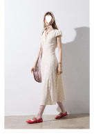Vestido floral del sur de Francia, estilo de vacaciones de verano en el campo para mujer, mono de manga corta, falda larga con tirantes - details 36
