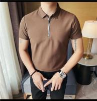 Polo de manga corta bordado de malla transpirable de verano para hombre, camiseta informal de negocios con solapa y media cremallera, - details 49