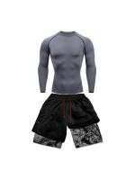 Traje de compresión para hombre, traje deportivo de secado rápido, pantalones cortos ajustados de manga corta de Anime de doble capa para verano - details 12