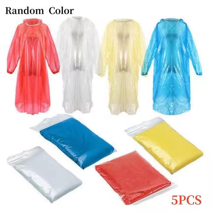 Poncho de lluvia desechable con capucha para adultos, impermeable de emergencia para acampar, senderismo, deporte al aire libre, 5-50 piezas - 1