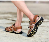 Sandalias de verano para hombre, nuevas sandalias de cuero genuino, zapatos de cuero transpirables para hombre, sandalias de playa, sandalias suaves de marca para exteriores para hombre, sandalias romanas - details 16