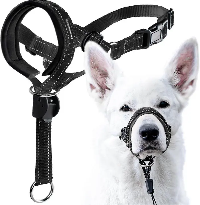 Cabestro de cabeza de perro con correa de seguridad, Collar de cabeza de perro con correa reflectante, Collar de perro sin tirar, Entrenamiento de arnés de perro ajustable - 1