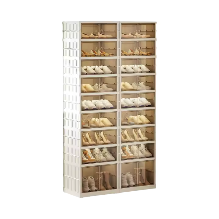 Organizador de Zapatos Plegable de 9 Niveles 36 Pares con Puertas Armario Plegable de Plástico Grande Montaje Fácil para Entrada, Sala de Estar - 1